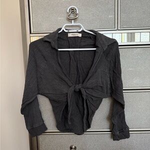 OOTDFash Tie Front Blouse